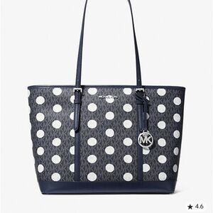 Michael Kors Blue and White Polka Dot Tote